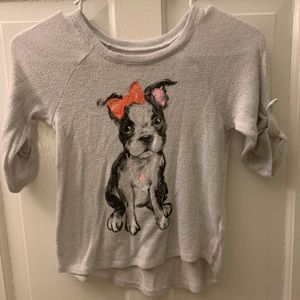 Cute, gray 3/4 sleeve puppy shirt from Justice.